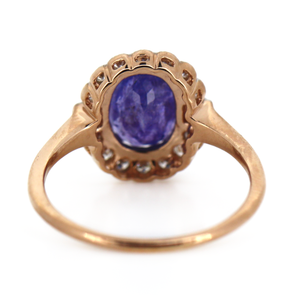 2.08ct Rose Gold Tanzanite and Diamond Halo Ring