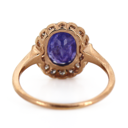 2.08ct Rose Gold Tanzanite and Diamond Halo Ring