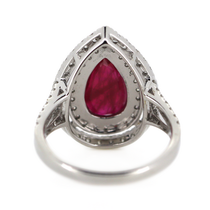 2.02ct White Gold Ruby and Diamond Double Halo Split Band Ring