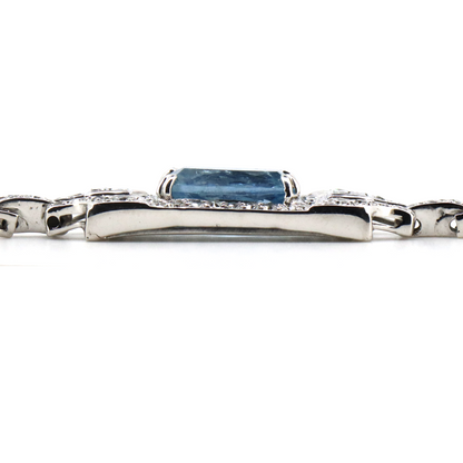 2.67ct White Gold Aquamarine and Diamond Art Deco Inspired Bracelet