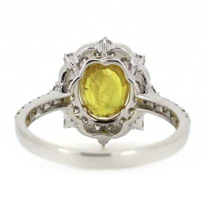 2.02ct White Gold Yellow Sapphire and Diamond Antique Style Ring
