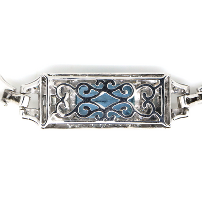 2.67ct White Gold Aquamarine and Diamond Art Deco Inspired Bracelet