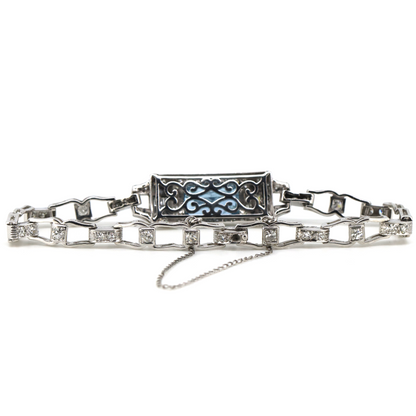 2.67ct White Gold Aquamarine and Diamond Art Deco Inspired Bracelet