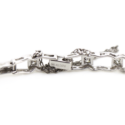 2.67ct White Gold Aquamarine and Diamond Art Deco Inspired Bracelet
