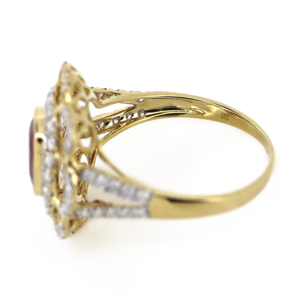 2.20ct Yellow Gold Ruby and Diamond Floral Ring