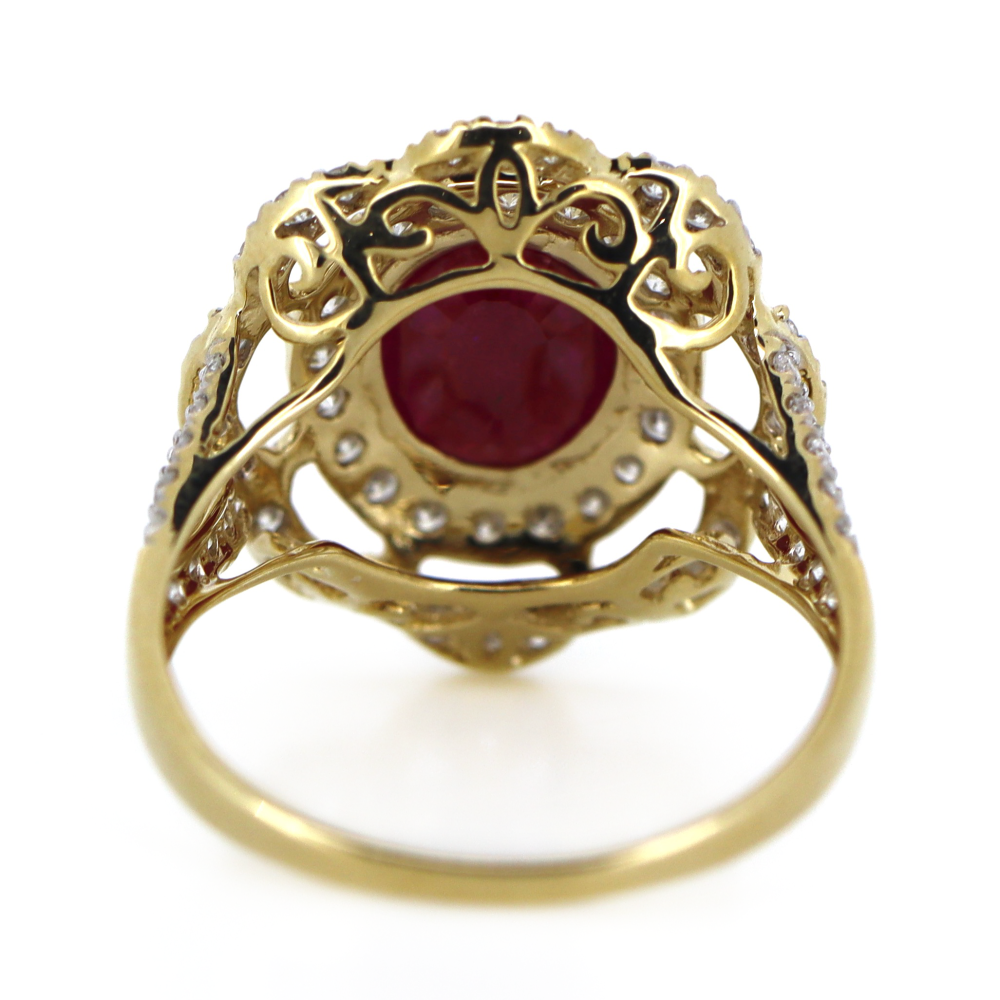 2.20ct Yellow Gold Ruby and Diamond Floral Ring
