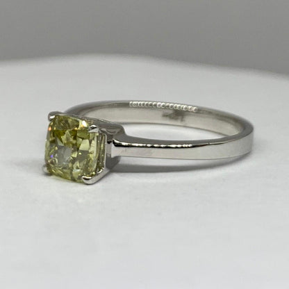 1.03ct Fancy Yellow Cushion Cut Natural Diamond Ring