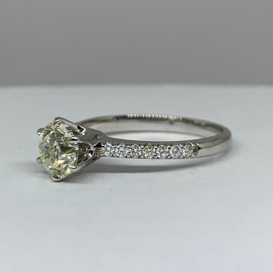 1.30ct Round Brilliant Cut Diamond Ring with Diamond Band