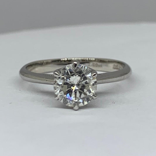 1.01ct Antique Style Round Brilliant Cut Natural Diamond Ring