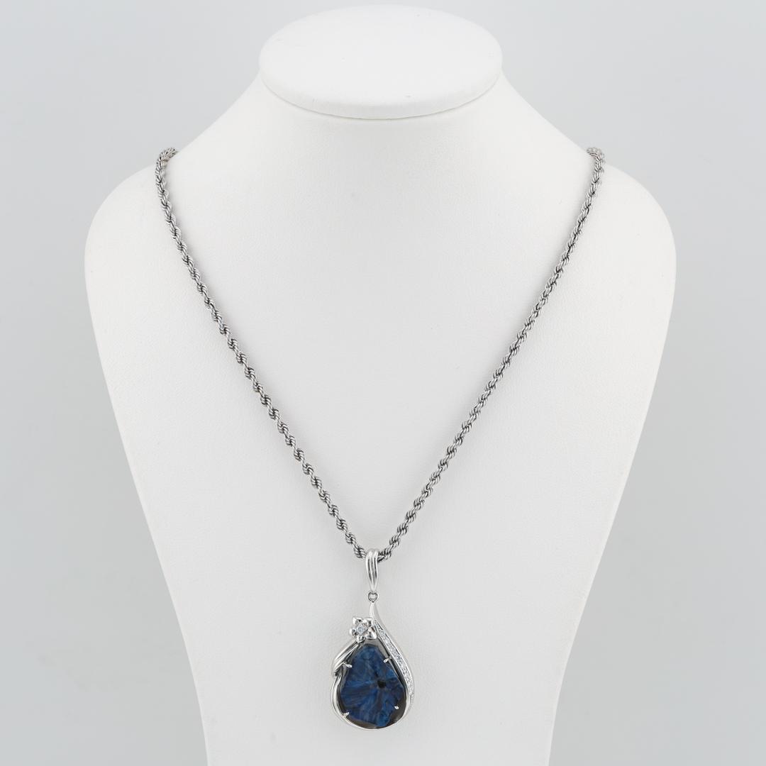 Fancy cut Trapiche Sapphire and Diamond Pendant