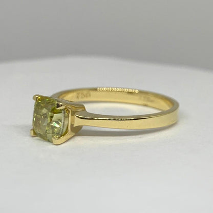 1.05ct Fancy Yellow Cushion Cut Natural Diamond Ring