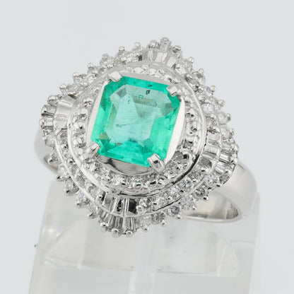 1.01ct Natural Colombian Emerald and Diamond Ring