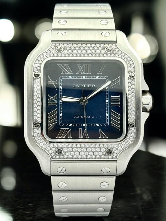 Cartier Santos De Cartier Medium Model Diamond Blue Steel W4SA0006 | 2024 | 35.1mm