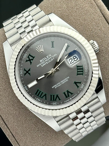 Rolex Datejust 41 Wimbledon Grey Green Roman Dial Stainless Steel 126334 | 2023 | 41mm