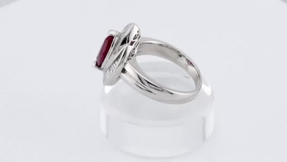 1.17ct Marquise Cut Natural Ruby and Diamond Ring