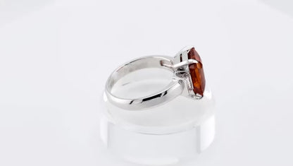 5.35ct Octagon-Cut Natural Orange Sapphire Ring with Diamond Accents