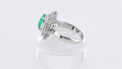 1.01ct Natural Colombian Emerald and Diamond Ring